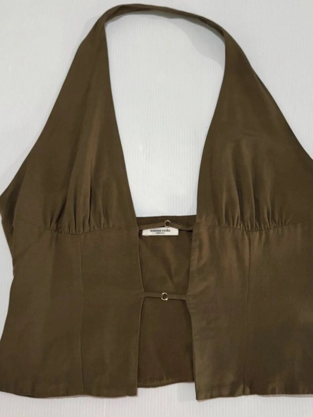 Open Front Halter Top Mistress Rocks Size M - Green - Picture 11 of 11